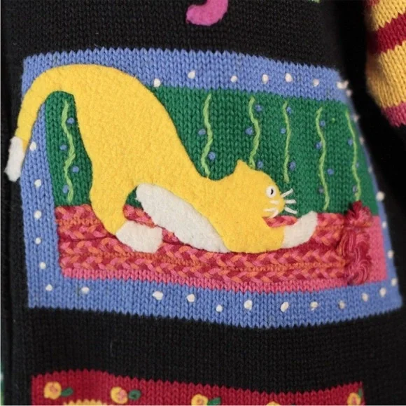 Cat Women's Sweater Cardigan Y2K Vintage - Picture 6 of 12